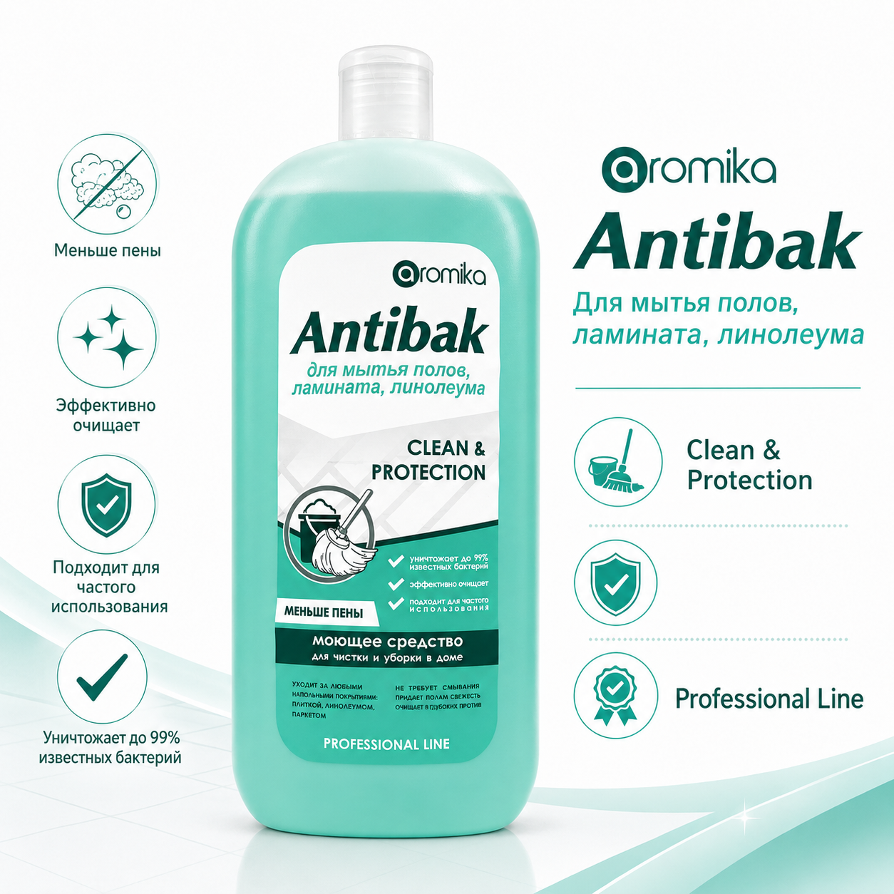 ANTIBAK д/полов CLEAN & PROTECTION МЕНЬШЕ ПЕНЫ 1100мл