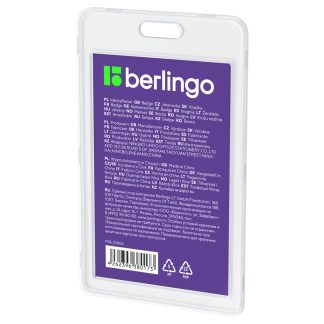 Бейдж вертикальный Berlingo "ID 100", 55*85мм, прозрачный, без держателя