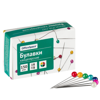 Булавки офисные OfficeSpace, 28мм, 150шт., картонная коробка SP28_2262