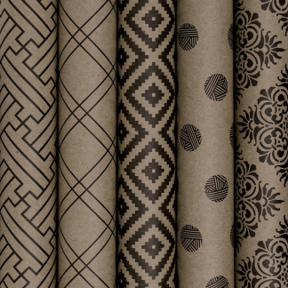 Бумага упаковочная крафт "Kraft Geometric", 70x100 см, 5 дизайнов ассорти, ЗОЛОТАЯ СКАЗКА, 591598