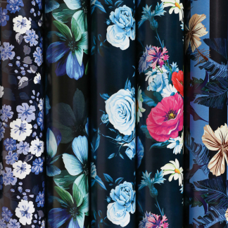 Бумага упаковочная мелованная "Night Flowers" 70x100 см, 5 дизайнов ассорти, ЗОЛОТАЯ СКАЗКА, 591588