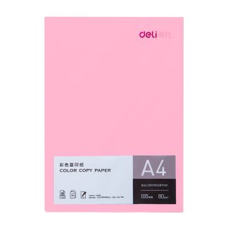 Бумага цветная Deli Pale, А4, 80 г/кв.м., 100 л., розовая
