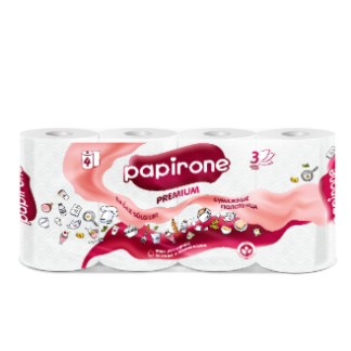 Бумажные полотенца  Papirone 3-х слойные 4 рулона