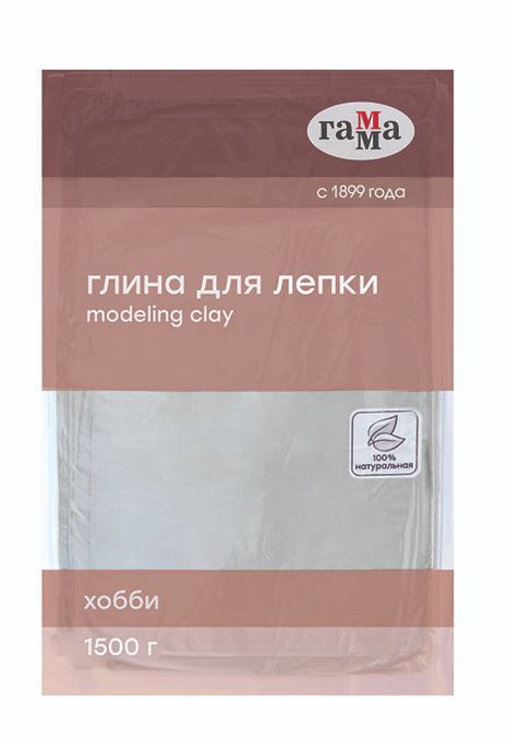 Глина для лепки Гамма "Хобби", натуральная, белый, 1500г, вакуумная упак. 170320211