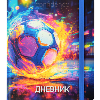 Дневник 1-11 класс 48л, твердый, BRAUBERG, матовая лам., резинка, ляссе, с подсказом, Футбол, 107235