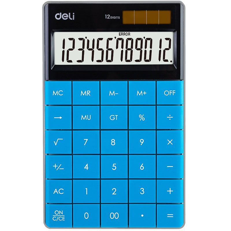 Калькулятор настольный DELI "1589" 12 разрядный, 166х104х15 мм, синий