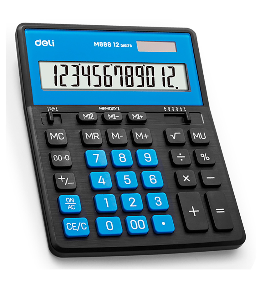 Калькулятор настольный DELI "М888" 12 разрядный, 202х159х31 мм, синий