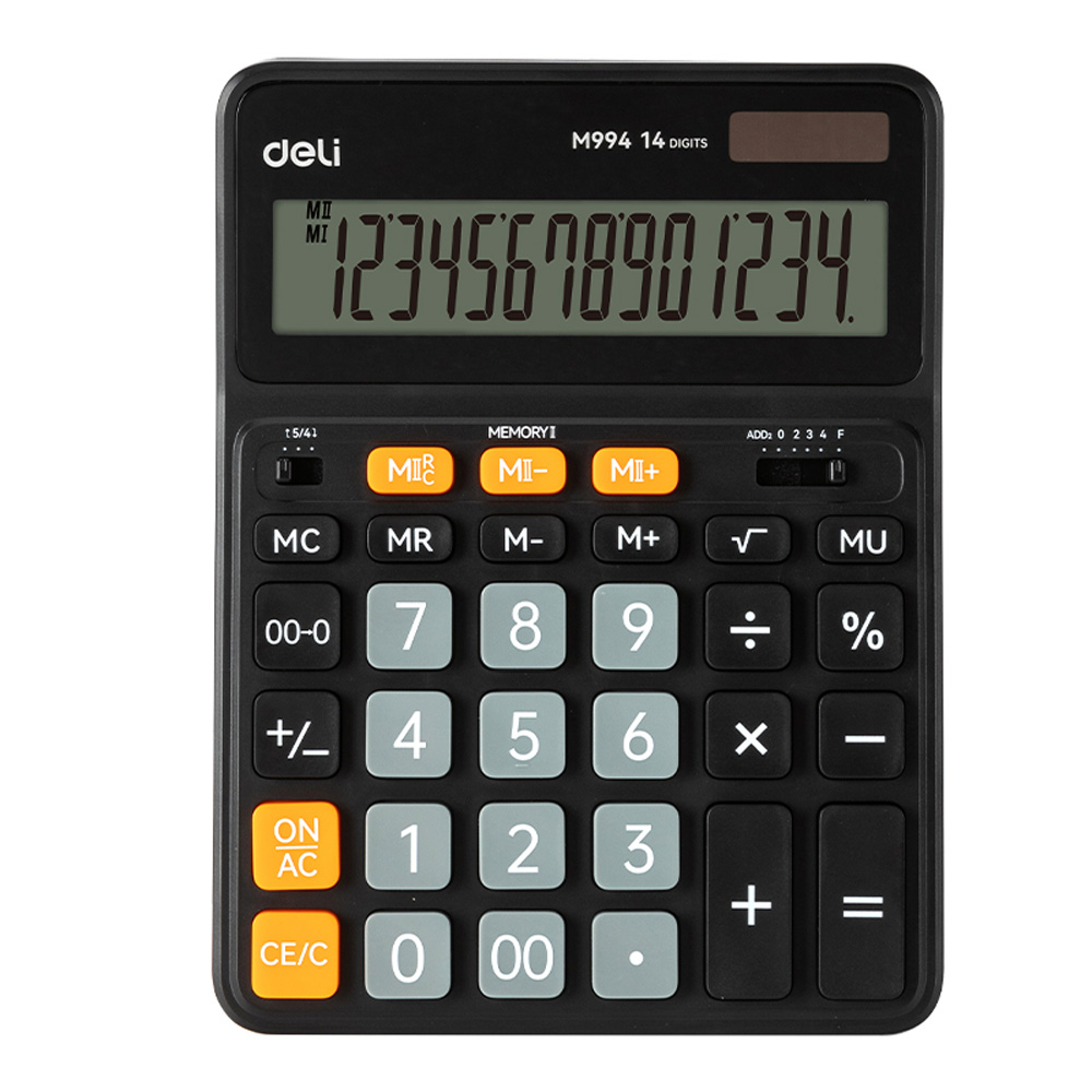 Калькулятор настольный DELI "EM994" 14 разрядный, 206.3х155.8х33.7 мм, черный