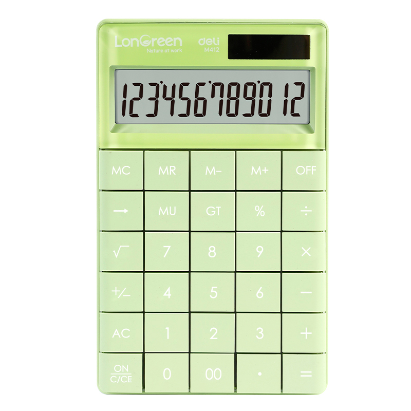 Калькулятор настольный DELI "LonGreen M412" 12 разрядный, 165х103х16 мм, зеленый