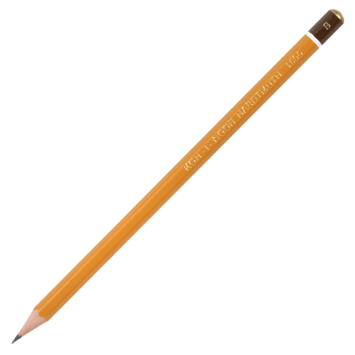 Карандаш чернографитный KOH-I-NOOR 1500, 1 шт., B, корпус желтый, заточенный, 150000B01170RU