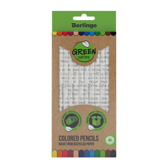 Карандаши цветные Berlingo "SuperSoft. Green Series", 12цв., из переработанной бумаги, заточен., картон, европодвес SSG0712