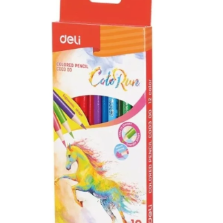 Карандаши цветные Deli "ColoRun", 12 цветов, дерево, картон
