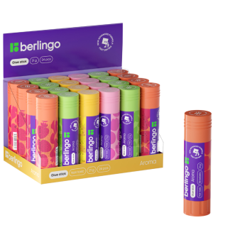 Клей-карандаш Berlingo "Aroma", 21г, ароматизированный (мята, лимон, клубника, роза), ПВП