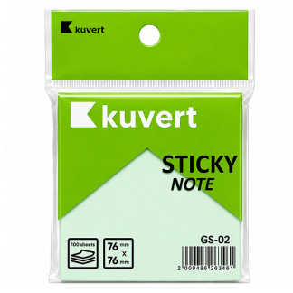 Клейкие листики KUVERT "Sticky" 76 х 76 мм, зеленые, 100 листов