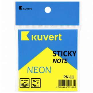 Клейкие листики KUVERT "Sticky" 76 х 76 мм, неон-желтый, 100 листов