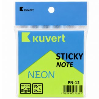 Клейкие листики KUVERT "Sticky" 76 х 76 мм, неон-зеленый, 100 листов