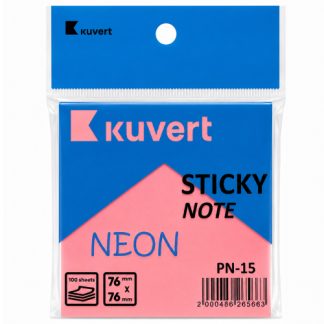 Клейкие листики KUVERT "Sticky" 76 х 76 мм, неон-розовый, 100 листов