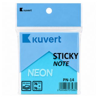 Клейкие листики KUVERT "Sticky" 76 х 76 мм, неон-синий, 100 листов