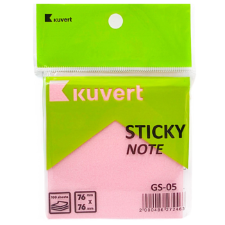 Клейкие листики KUVERT "Sticky" 76 х 76 мм, розовые, 100 листов