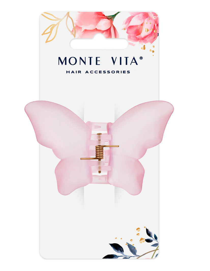 Краб для волос 8,5 см, матовый, розовый, MONTE VITA, 457015