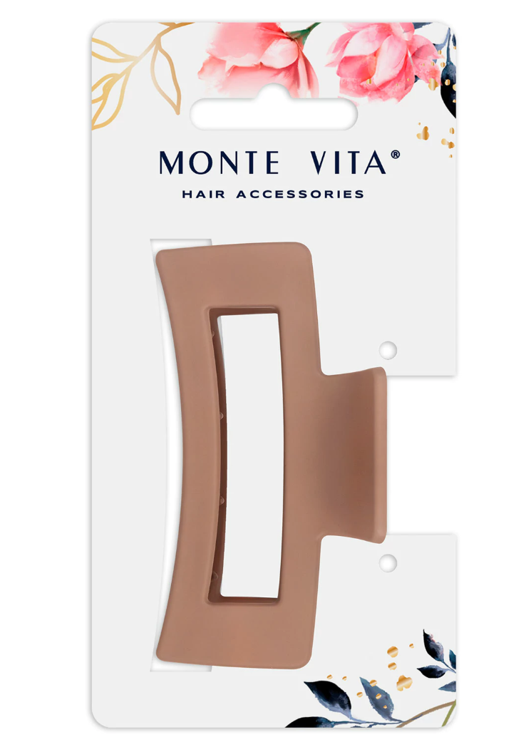 Краб для волос 8,5 см, soft-touch, коричневый, MONTE VITA, 457001