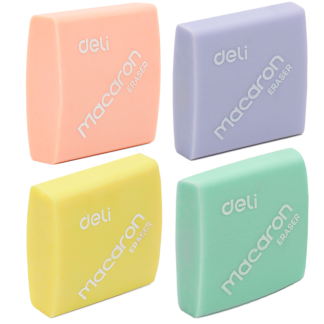 Ластик DELI "Macaron", квадратный, ассорти, 35х35х11 мм