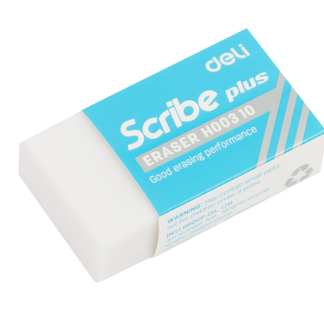Ластик DELI "Scribe Plus", прямоугольный, белый (40х22х12 мм)