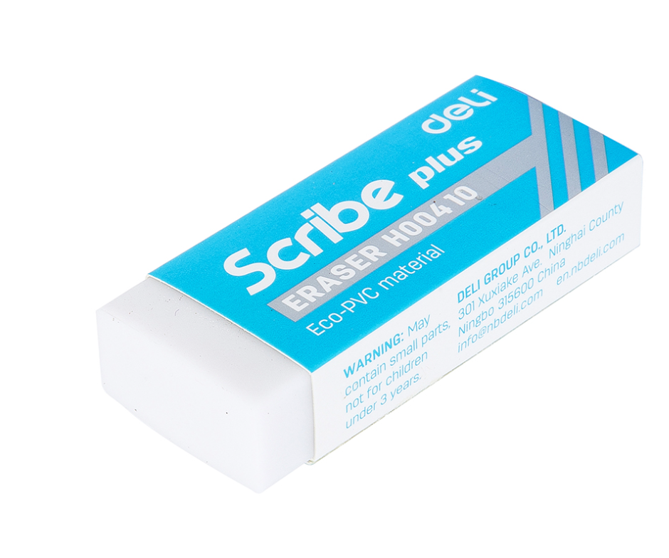 Ластик DELI "Scribe Plus", прямоугольный, белый (60х24х12 мм)