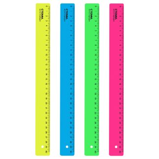 Линейка СТАММ "Neon" 30 см, неоновые цвета