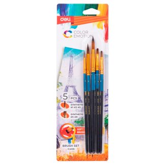 Набор кистей DELI "Color Emotion" для акварели и гуаши, синтетика, 5 штуки в уп., №1, 3, 5, 8
