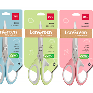 Ножницы DELI "LonGreen", 175 мм, нержавеющая сталь, ассорти
