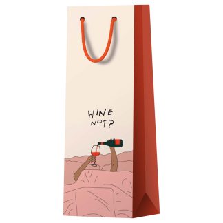 Пакет подарочный 12*36*8,5см MESHU "Wine not", глянцевая ламинация, под бутылку MS_52061