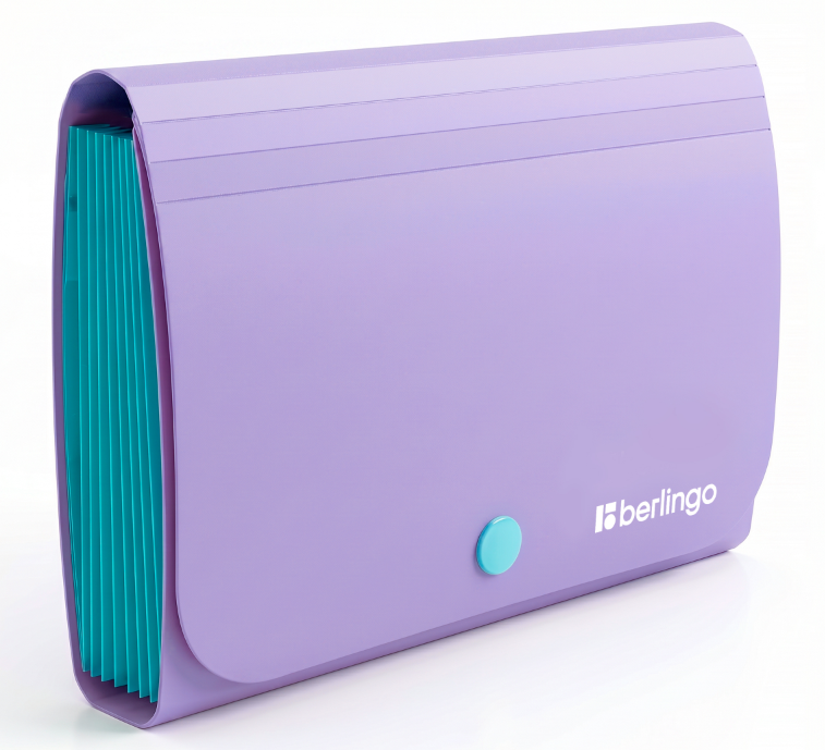 Папка 13 отделений Berlingo "Haze", С6, 600мкм, софт-тач, на кнопке, с крышкой, сиреневая