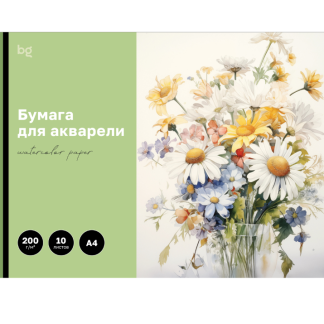 Папка для акварели, 10л., А4 BG "Полевые цветы", 200г/м2