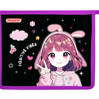 Папка для тетрадей ПИФАГОР А5, 1 отделение, пластик, на молнии, "Anime sign", 273328