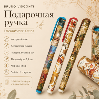 Ручка шариковая в футляре BRUNO VISCONTI, СИНЯЯ, ассорти, линия 0,5мм, 020-0264/22