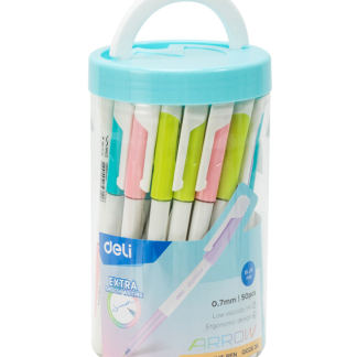 Ручка шариковая DELI "Arrow" Q02636, 0,7 мм, синяя, корпус ассорти 50шт в упаковке