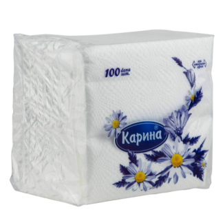 Салфетки бумажные Карина 100 штук, 24х24см, 2-слоя