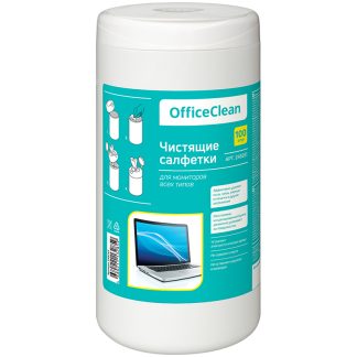 Салфетки чистящие влажные OfficeClean, для экранов/мониторов, 100 шт в тубе