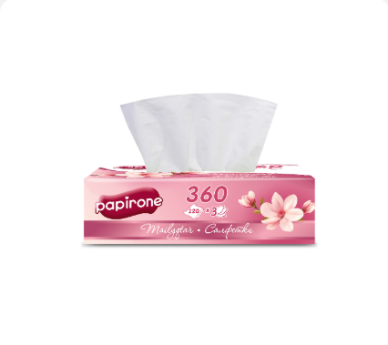 Салфетки Papirone 3-х слойные 120шт в пачке