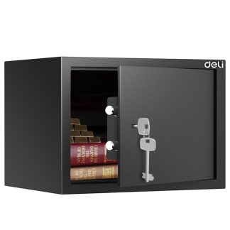 Сейф мебельный DELI "ET561" ключевой замок, 310х200х200 мм, 4,5 кг, черный