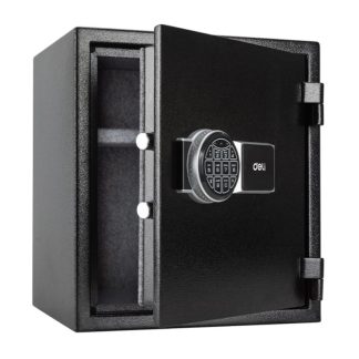Сейф огнестойкий DELI "ET587" электронный замок + ключ, 380х300х420 мм, 22,9 кг, черный