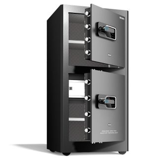 Сейф DELI "AE134" биометрический + электронный замок + ключ, 490х440х1000 мм, 61 кг, черный