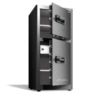Сейф DELI "AE136" биометрический + электронный замок + ключ, 550x520х1200 мм, 80,5 кг, черный