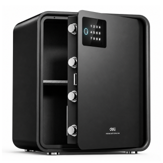 Сейф DELI "AE888-NZ" биометрический + электронный замок + ключ, 450х380х320 мм, 15 кг, черный