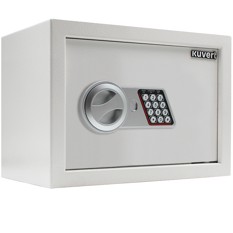 Сейф KUVERT "25ELB" электронный замок + ключ, 350х250х250 мм, 5.5 кг, белый