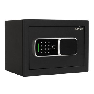 Сейф KUVERT "25FDH" биометрический + электронный замок+ключ, 350х250х250 мм, 6 кг, черный