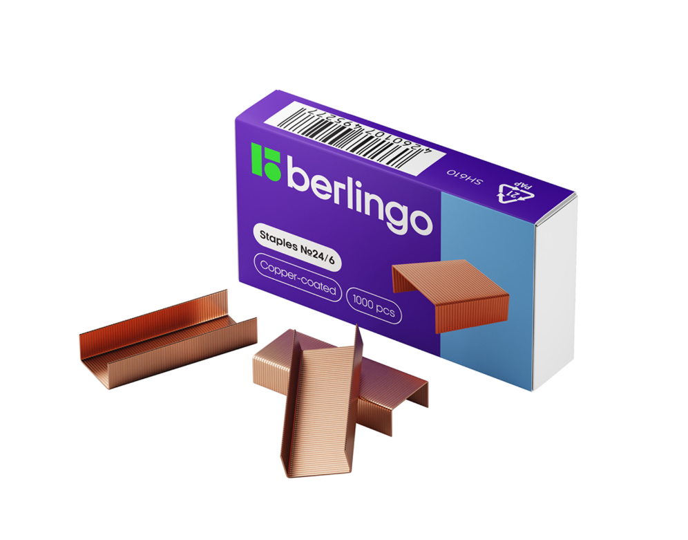 Скобы Berlingo 24/6, медные, 1000 шт/кор