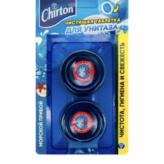 Таблетки чистящие для унитаза 2шт*50г CHIRTON (Чиртон), "Морской Прибой", ш/к 10380