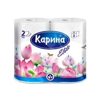 Туалетная бумага Карина 2-х слойная 4 рулона
